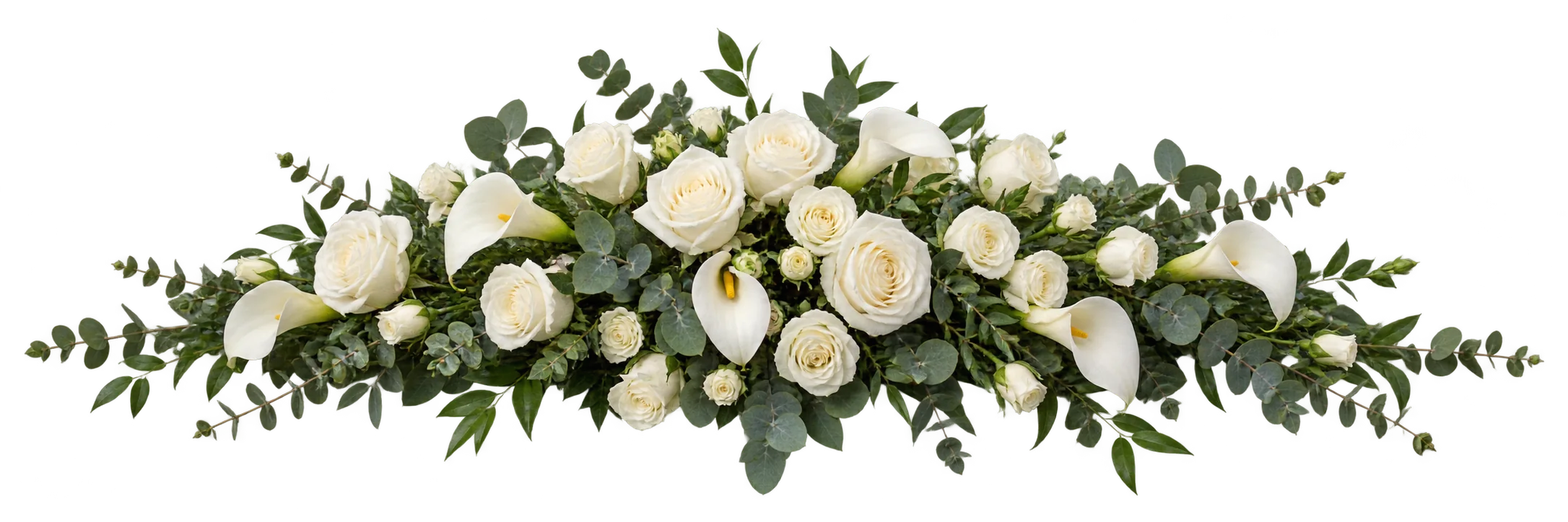 Coroană funerară din flori albe